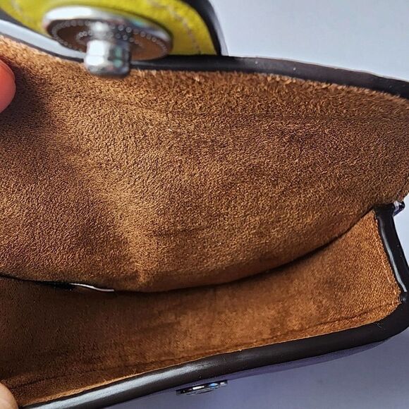 NWT Coach CL456 Mini Saddle Bag Charm In Colorblock Leather Iris Neon - Picture 3 of 3